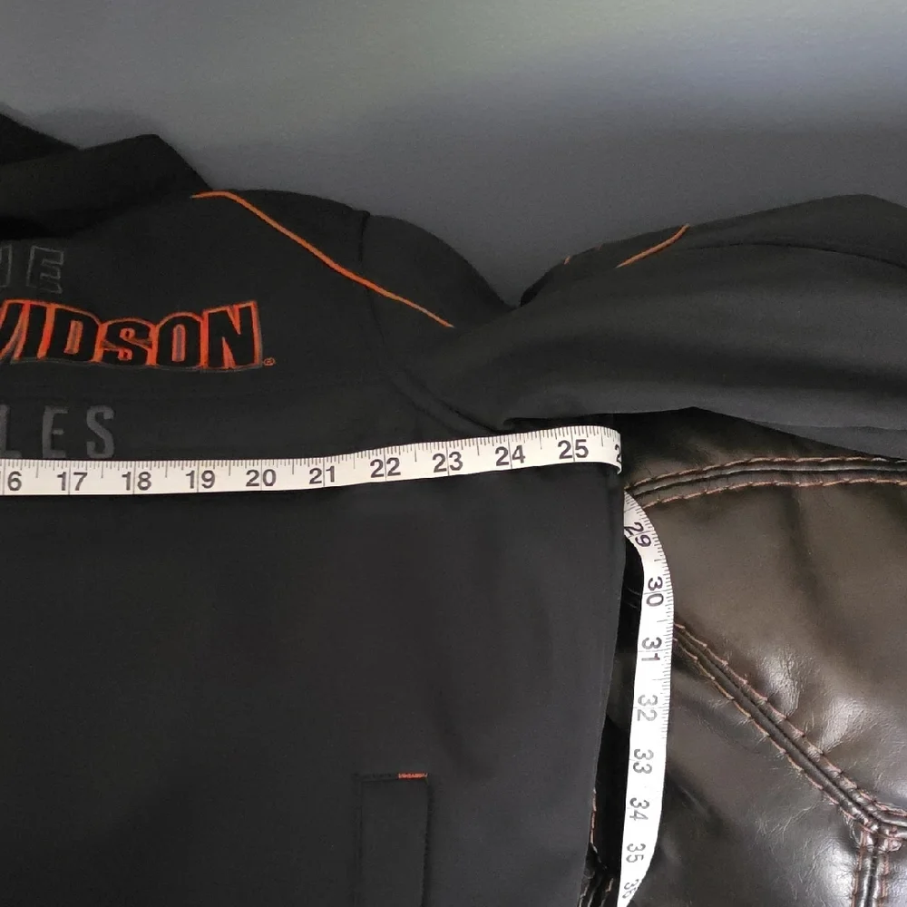 Mens Harley-Davidson Black Jacket with Orange Piping - Picture 6 of 7